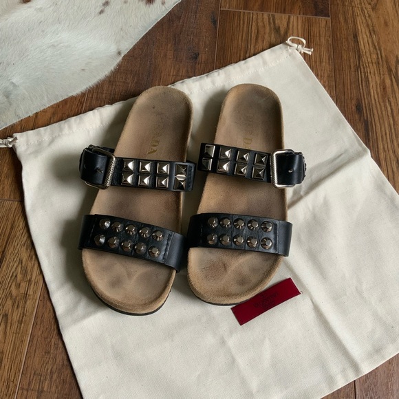 Prada Stud Leather Sandals - Picture 9 of 11